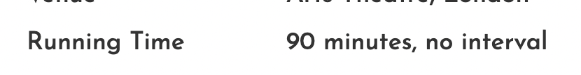 90 minutes, no interval